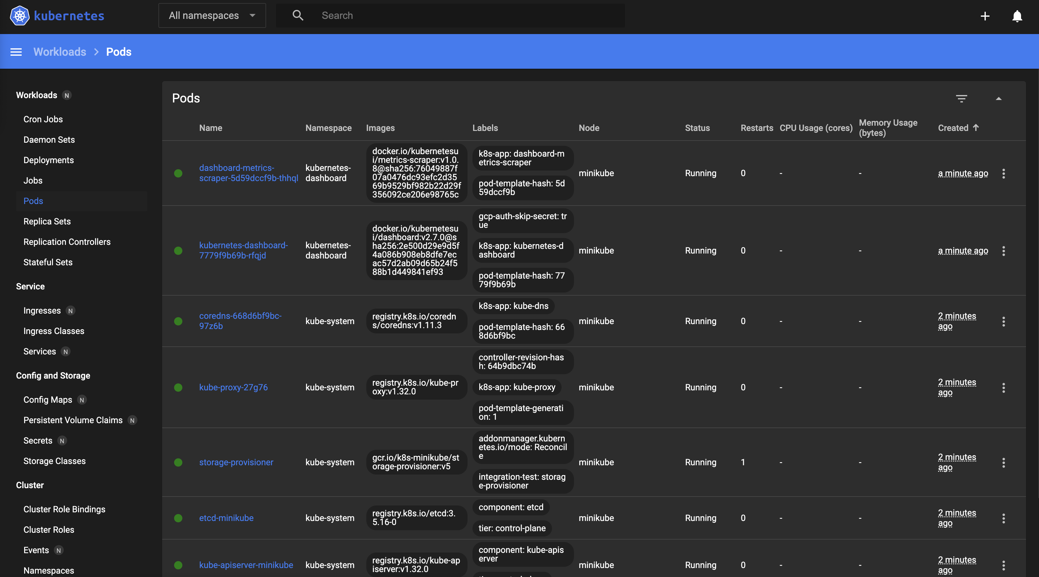 KubeSchool Minikube Dashboard